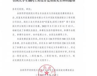 热烈庆祝Beat365学子在全国大学生 制药工程设计竞赛中获得佳绩