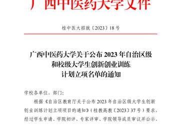 Beat365中国唯一官方网站关于公布2023年自治区级和校级大学生创新创业训练计划立项名单