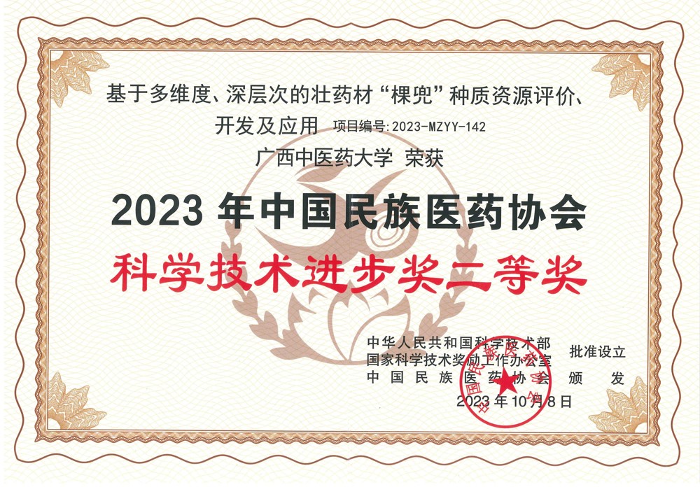 2023年中国民族医药协会科学技术进步奖二等奖